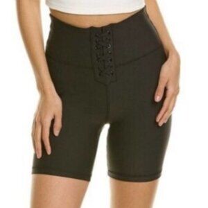 NWT WeWoreWhat Revolve Black Lace Up Biker Shorts Yoga Workout Gym